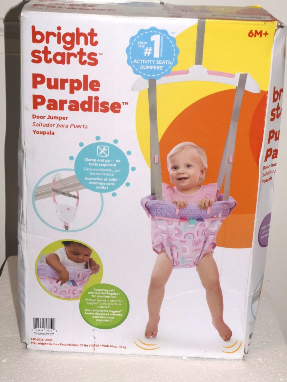 Bright Starts Purple Paradise Door Jumper Pink 6M+ Adjustable